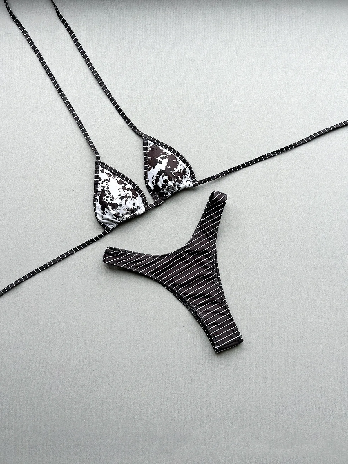 

sexy black flower print striped micro tie bikinis sets two pieces thong swimsuits bathing suit beach outfits swimwear biquini
