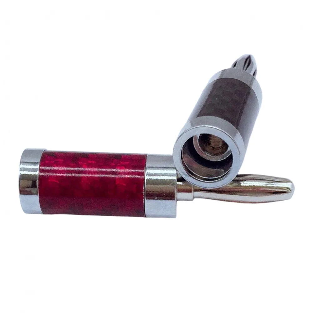 2 قطعة سدادات الموز خالية من اللحام أسود + أحمر الألياف المتكلم قابس الموز الأوسط قناة المتكلم الصوت والفيديو مكبر للصوت موصل