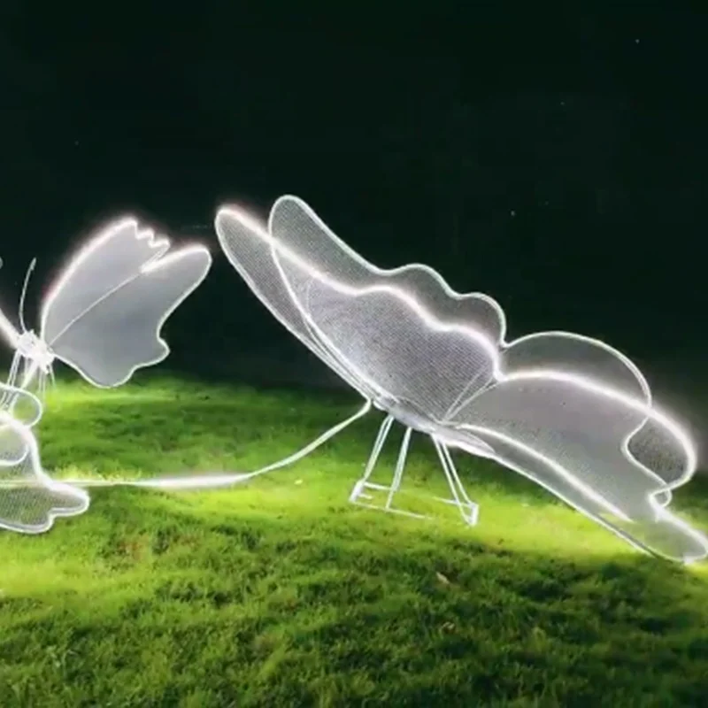 Elegant Outdoor LED Garden Butterfly Sculpture Light Steel & Acrylic Large Decorative Lighting for Lawn