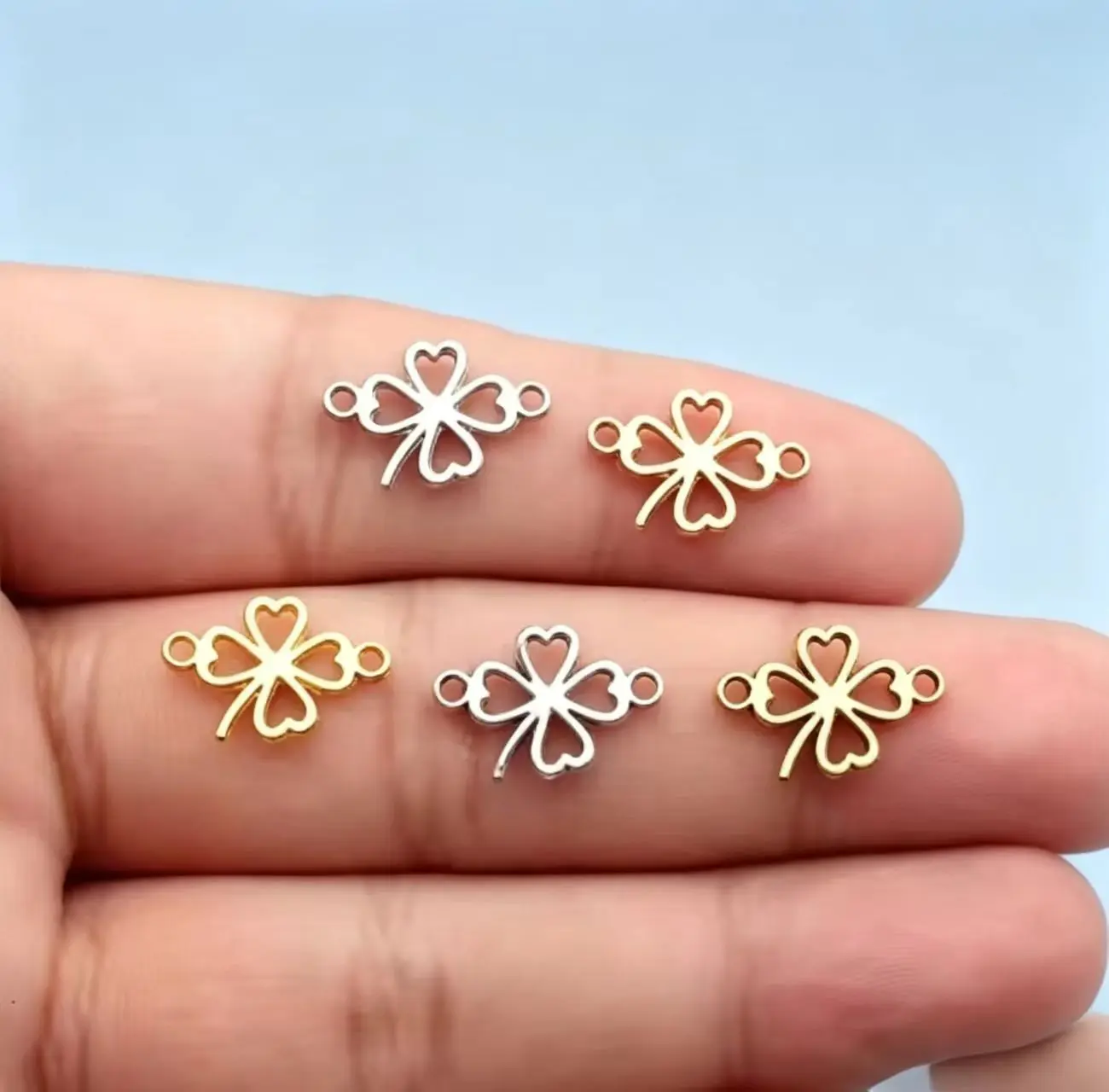 20Pcs/Lot 4 Colors Lucky Clover Connector Charms 11x16mm Hollow Pendant for Jewelry Making Findings DIY Supplies Wholesale