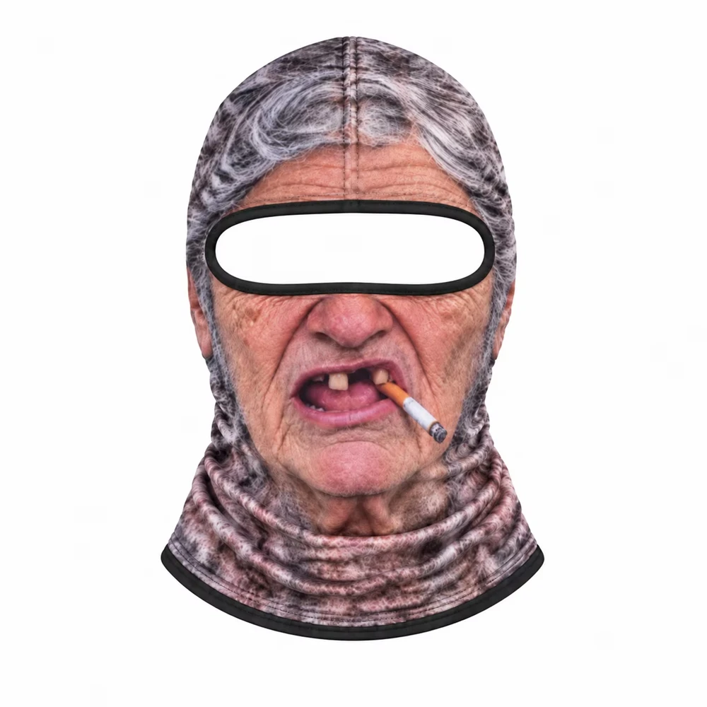 3D Printed Funny Old Man Ski Mask Realistic Face Balaclava Summer Winter Full Face Mask for Skiing Snowboarding Outdoor Sports - view 5