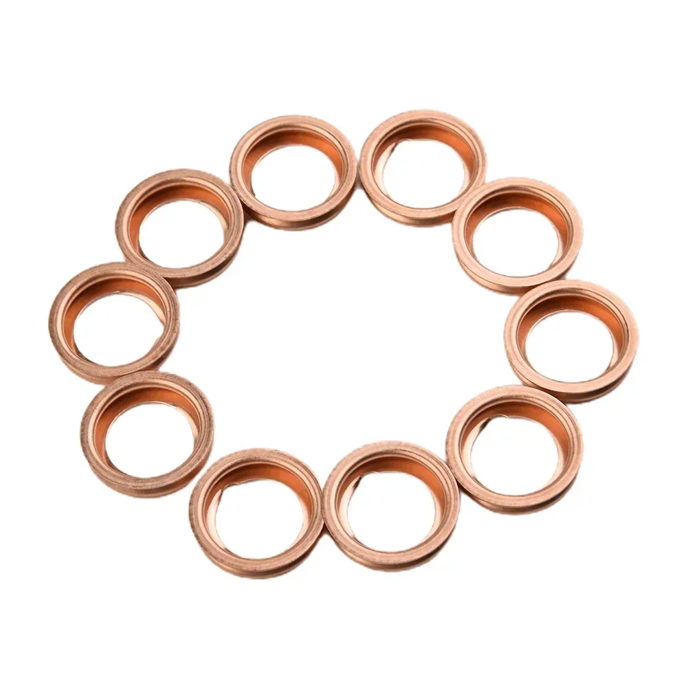 10pcs Car Engine Oil Drain Plug Gasket Copper Colored Oil Drain Plugs Crush Washers Gaskets Rings For Nissan For Infiniti