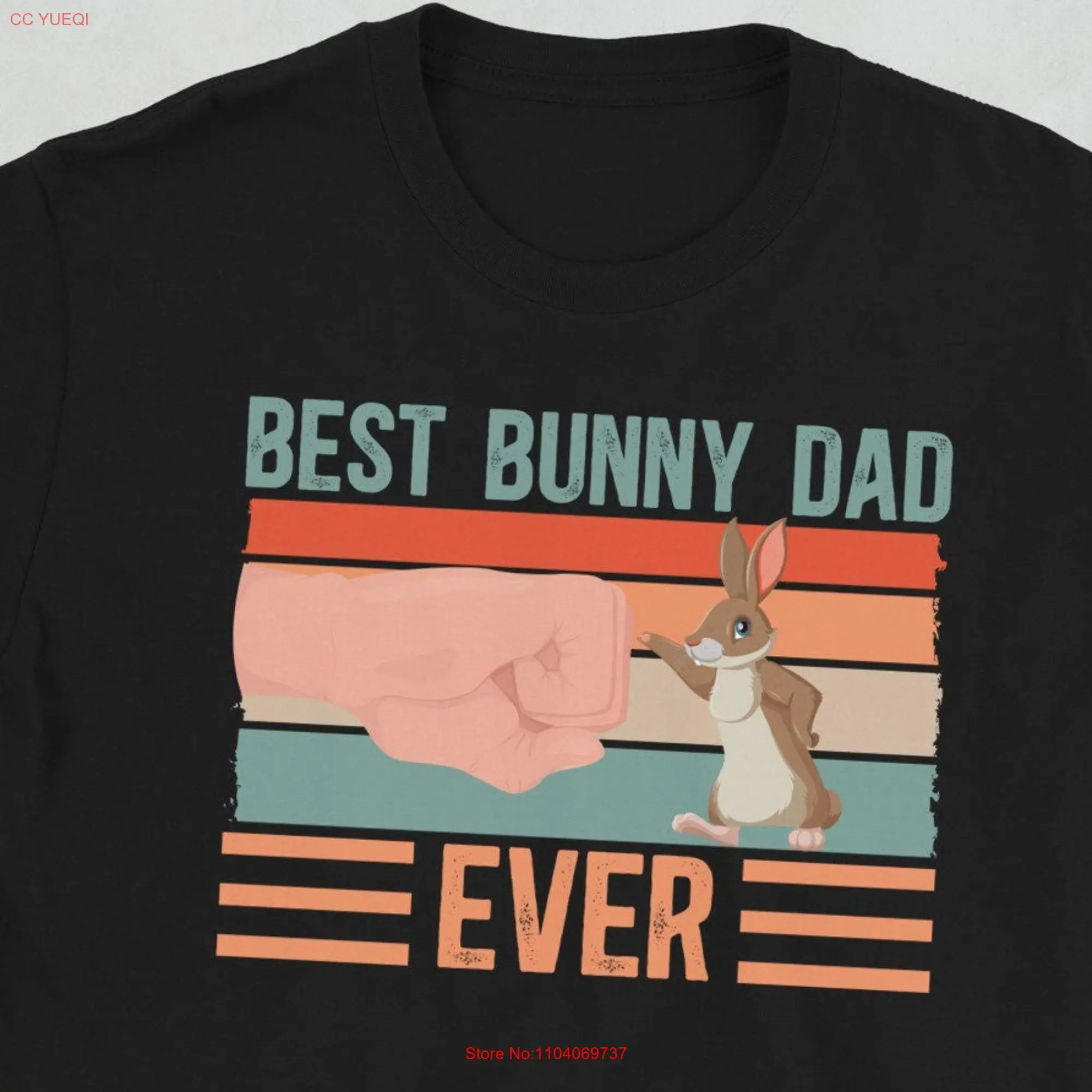 T-shirt manches longues ou courtes, humoristique, motif lapin et papa