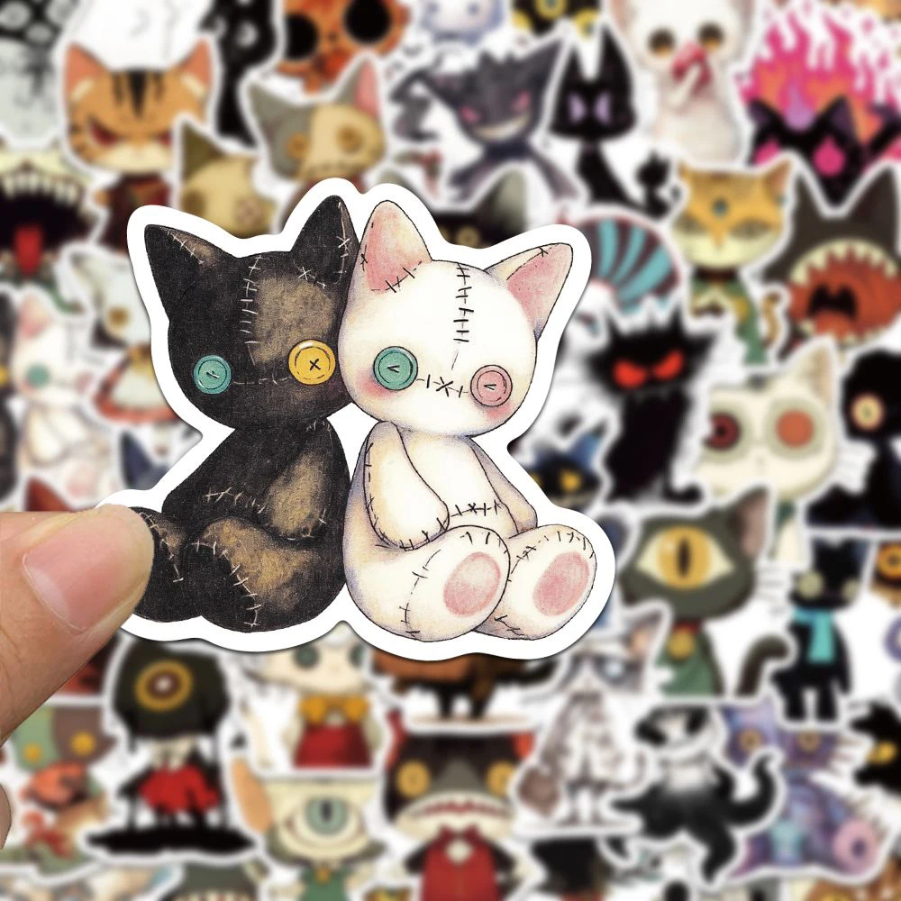 

10/30/50pcs Horror Gothic Cat Doll Graffiti Stickers Cartoon Decals DIY Scrapbook Stationery Bike Helmet Cool Waterproof Sticker
