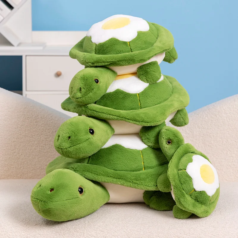 Creative Cute Poached Egg Tortoise Plush Toy Cartoon Stuffed Animal Turtle Plushies Pillow  Baby Accompany Doll Kids Gifts Decor