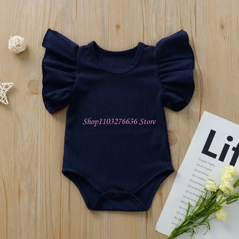

R6FD Baby Romper Ruffled Sleeve Jumpsuits 0-12M Infant Girls Fashion Summer Clothing