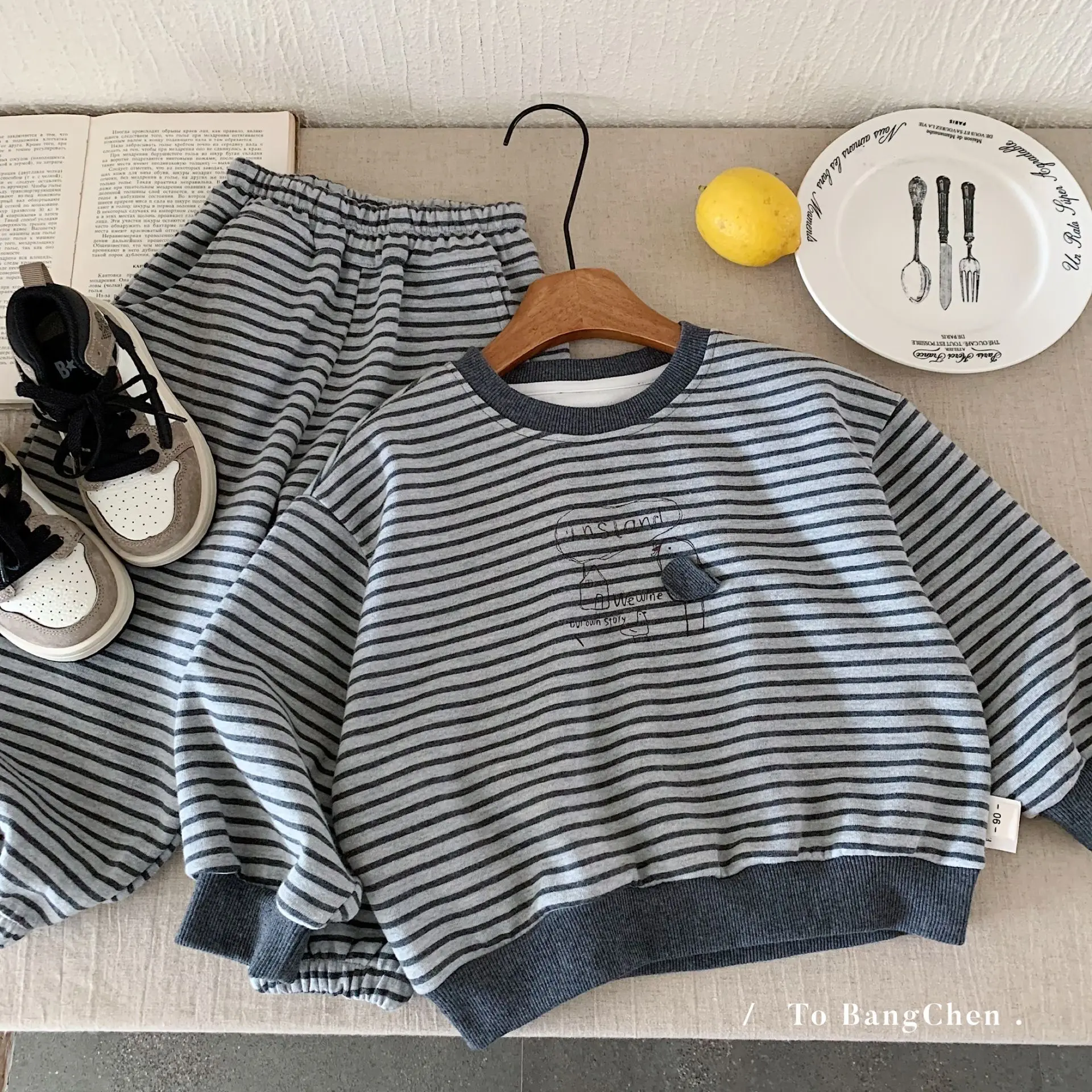 

Spring Autumn Baby Boys Girls Cotton Striped Sweatshirt+Sweatpant Set School Kid 2PCS Tracksuit Child Outfit Jogging Suit 1-10Yr