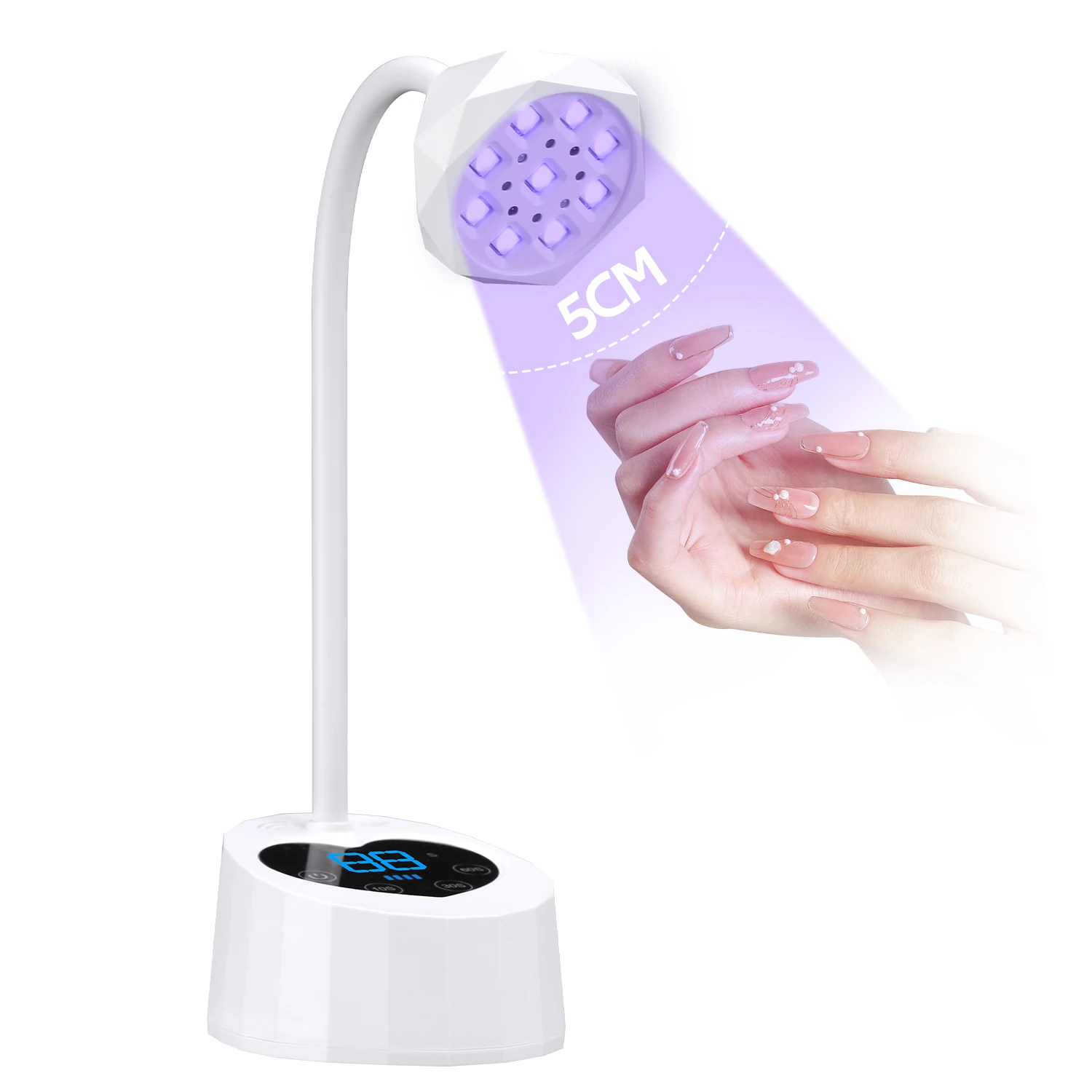 Draadloze Nagellamp Led UV-Nageldroger Oplaadbare Automatische Detectie-Aanraakbediening Sneldrogend Nagellampje 360 ° Buigbare Tafellamp