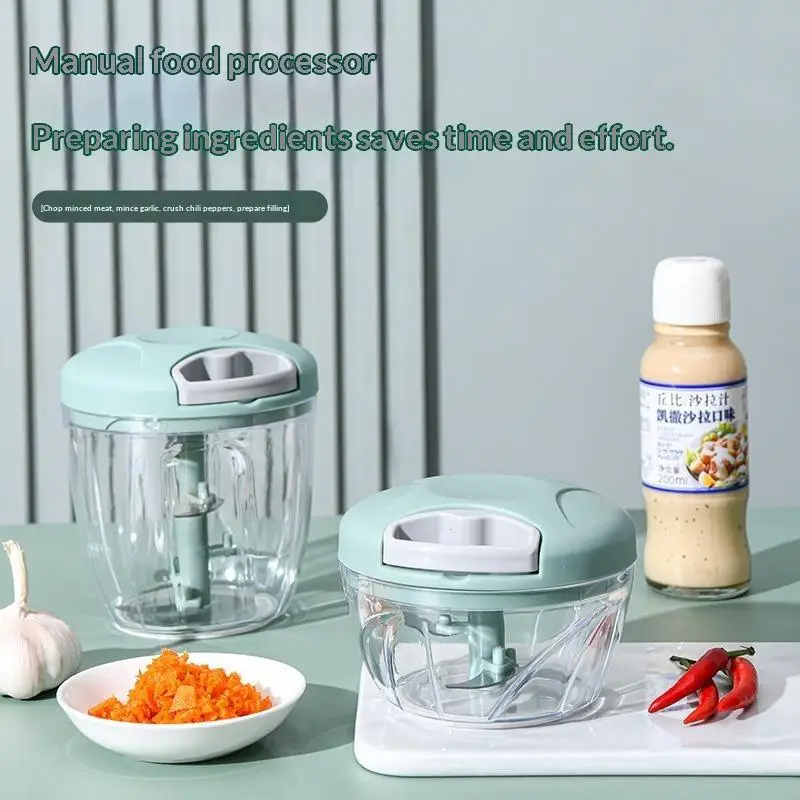 Mini Kitchen Manual Food Chopper Pull Operated Garlic Mincer: Multifunctional Tool Fruits Vegetables Processing