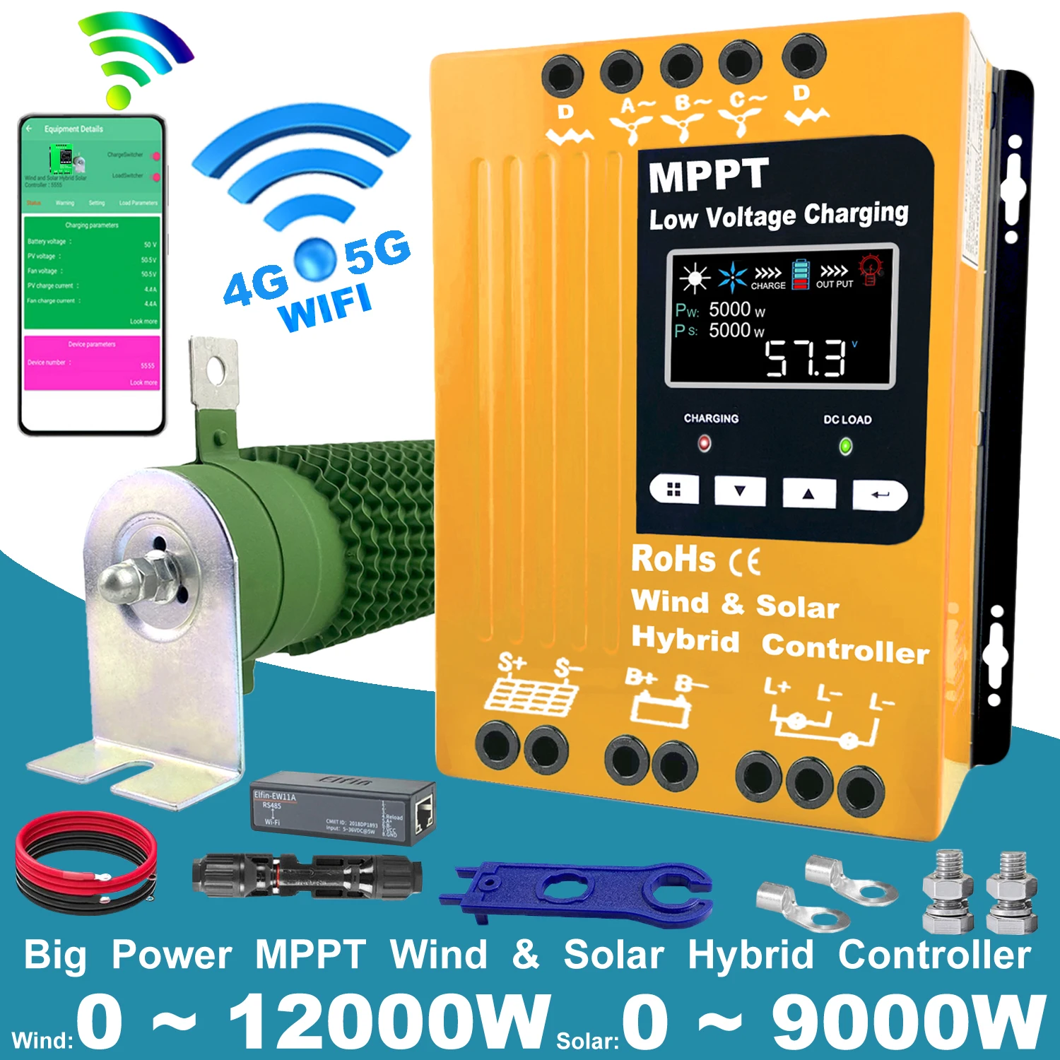 

9000W 12V 24V 48V MPPT Solar Charge Controller Wind Solar Hybrid Charge Controller Regulator For Lifepo4 Lithium For Turbine PV