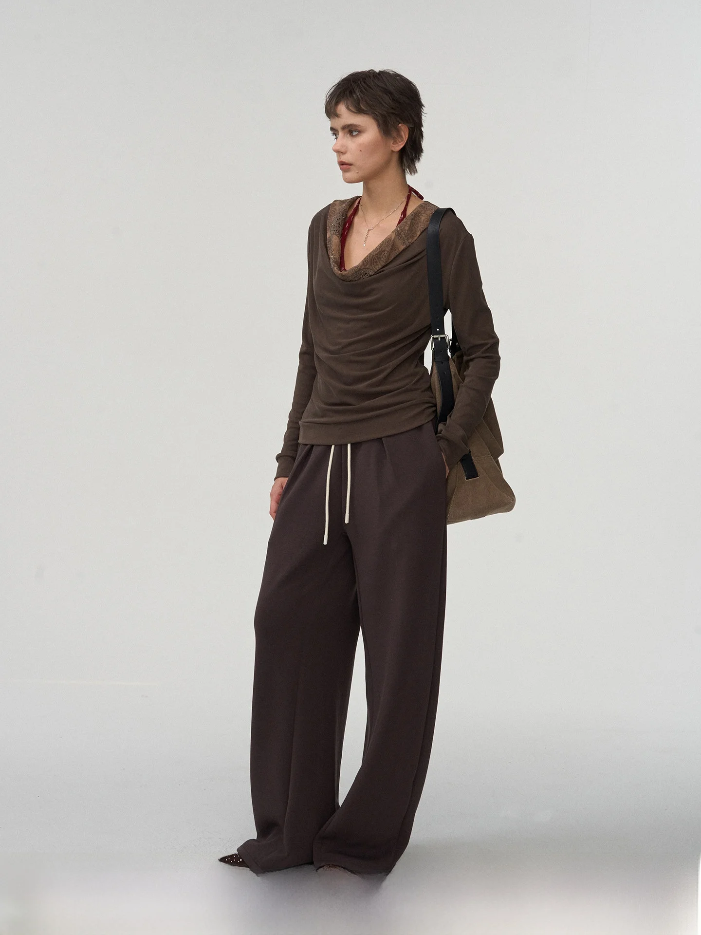 

Женская модная футболка Billconch в стиле ретро с длинным рукавом, из модала и хлопка, с вышивкой, дизайнерским кроем и плотным воротником