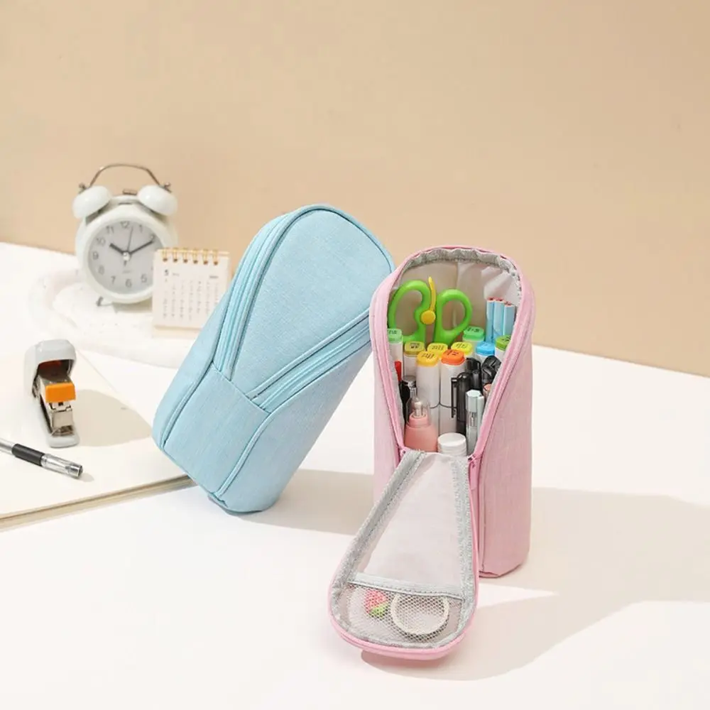 

Marker Pouch Standing Pencil Holder Multi-function Large Capacity Vertical Pencil Case Zippered Phone Holder Pen Bag Adults