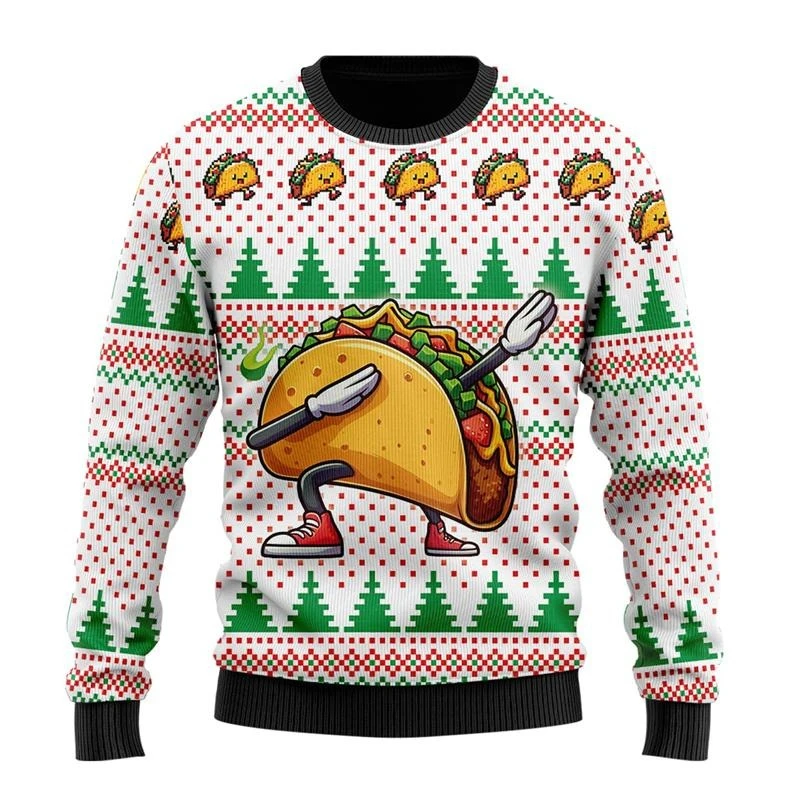 Tacos Mexico Food Ugly Sweater Hip Hop Dance Men's Clothing Pullover Top 3D Printed Funny Pattern Streetwear Trend Sweatshirt