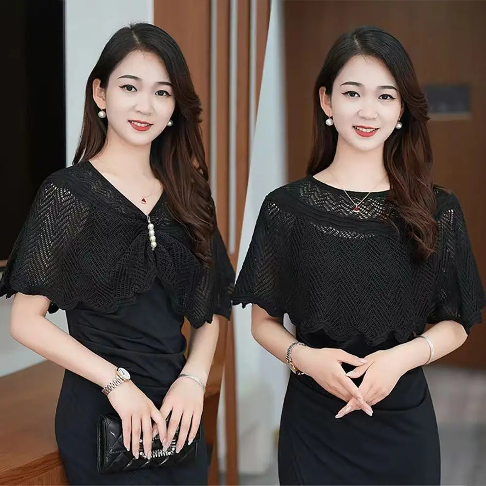Lace Thin Jacket Multicolor Knitted Shawl Breathable Short Thin Coat Tulle Shawl Women