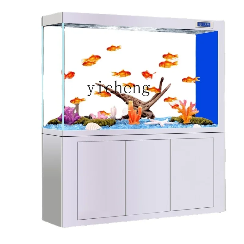 

ZC Fish Tank Living Room Home Screen Floor Super White Glass Aquarium Ecological Change Water