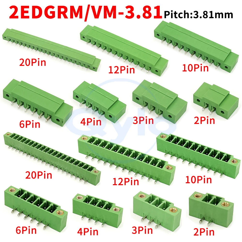 (5 pcs) KF 2EDGRM 2EDGVM - 3.81mm lug solder PCB terminal block 15EDGVM RM 3.81mm straight/angled pin solder board socket 2~24P
