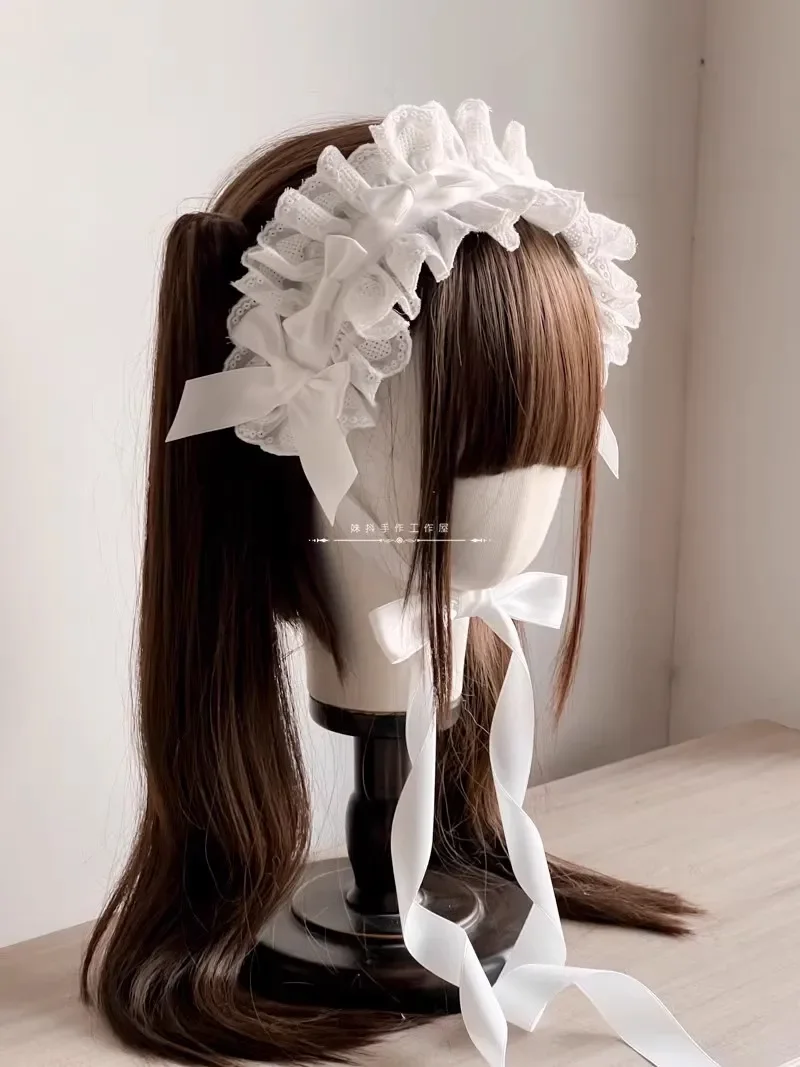 Accessori per capelli con nastro per ragazza, fascia per capelli Lolita in cotone multicolore originale fatta a mano