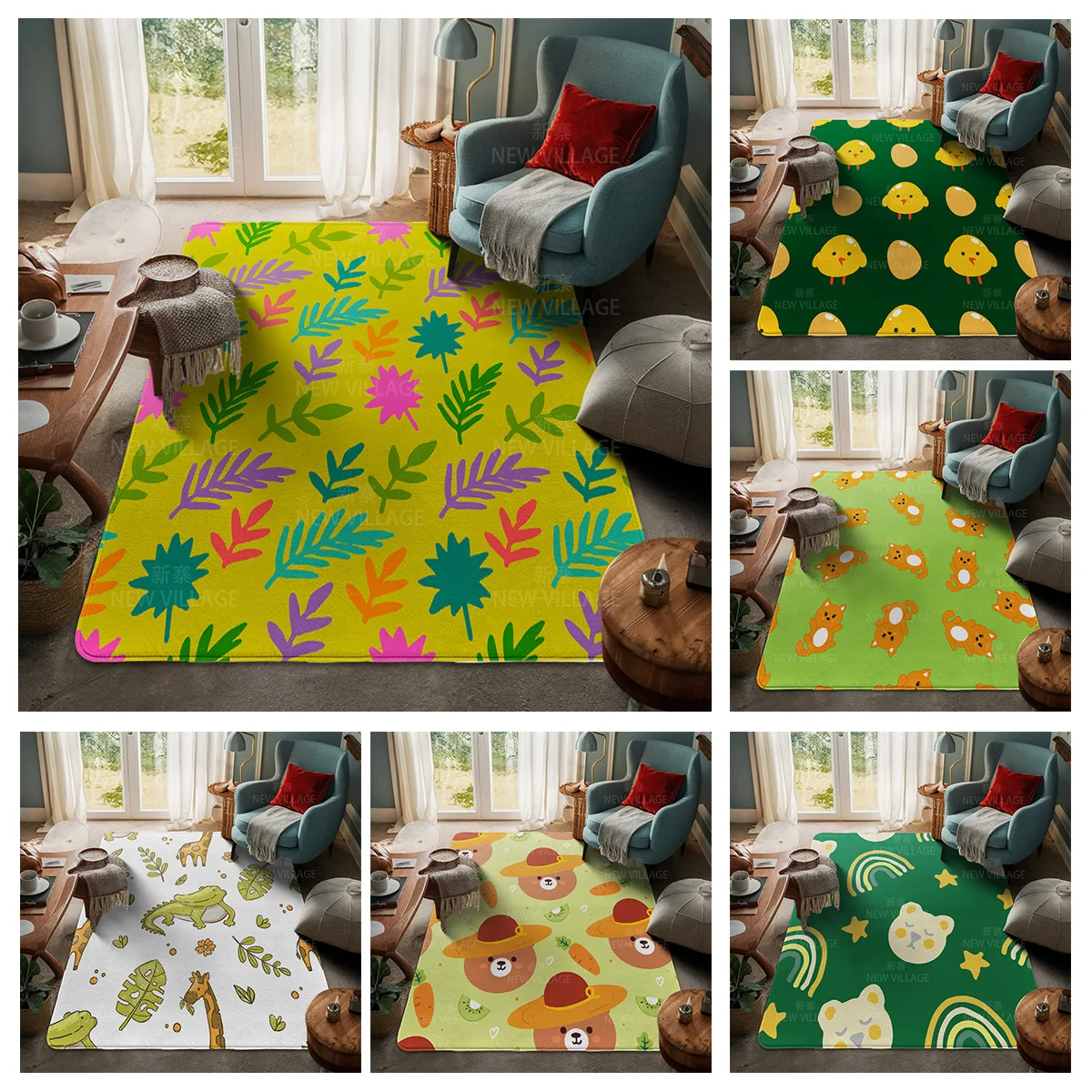 House entrance carpet Home door mat Room Bath Foot bathroom non-slip Kitchen water absorption rugs Modern Nordic cute animal