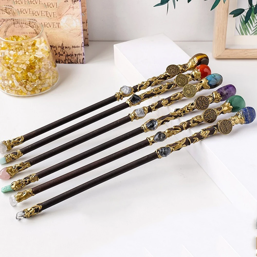 12 Constellations 32cm Natural Crystal Fairy Stick Quartz Gravel Double Head Magic Wand Scepter Lucky Props Handmade Jewelry