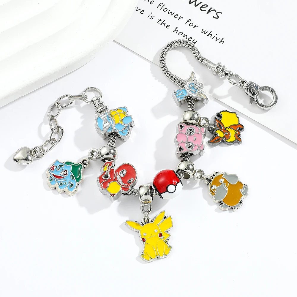 Pokemon Anime Bracelet Cute Cartoon Pikachu Pendant Bracelets Metal Enamel Charm Bangle Women Fashion Jewelry Hand Chain Gifts