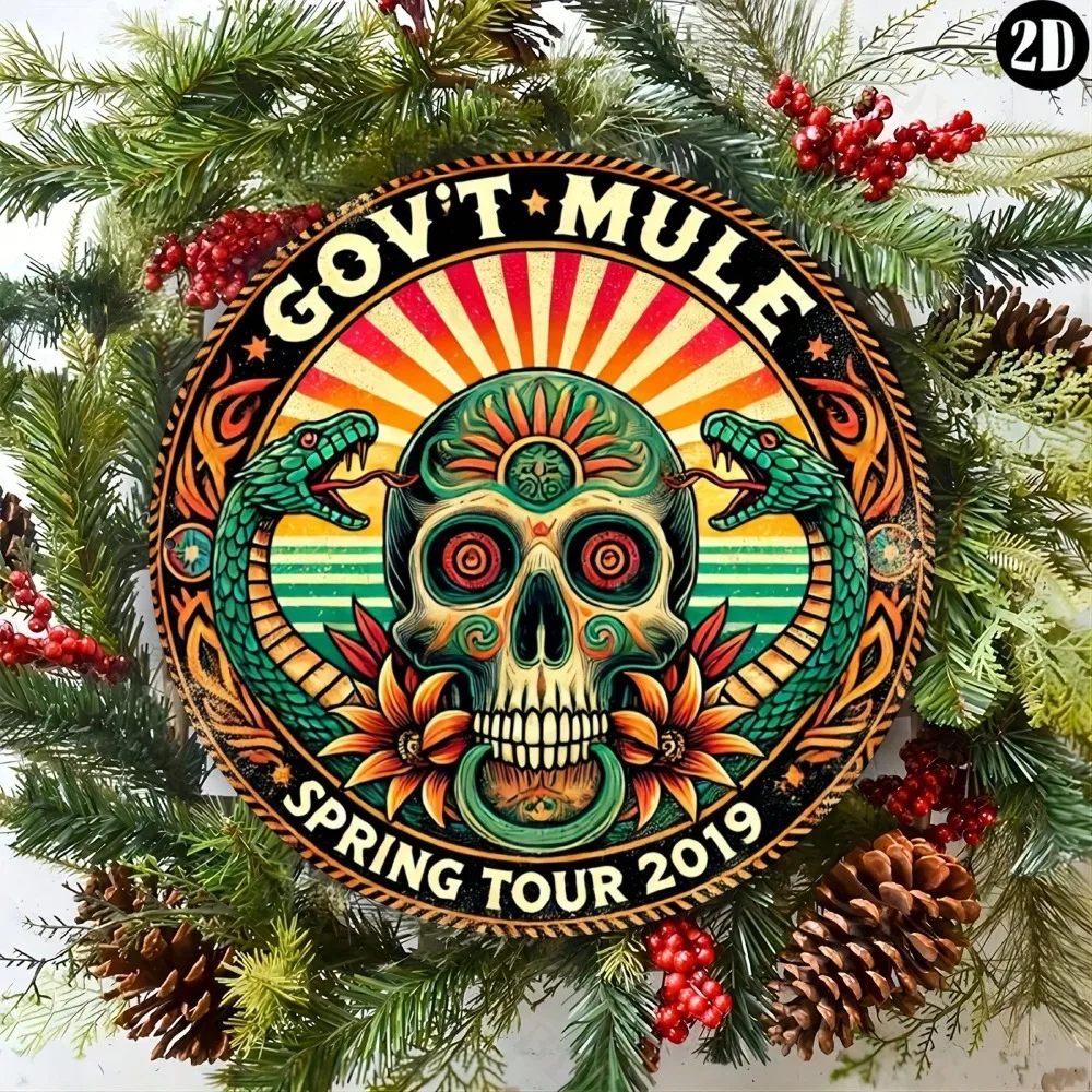 علامة معدنية مستديرة مقاس 8 × 8 بوصة من Gov Mule - لوحة فنية جدارية متينة من الألومنيوم للمنزل/المكتب/البار، هدية مثالية، ديكور داخلي/خارجي، قطعة واحدة #2