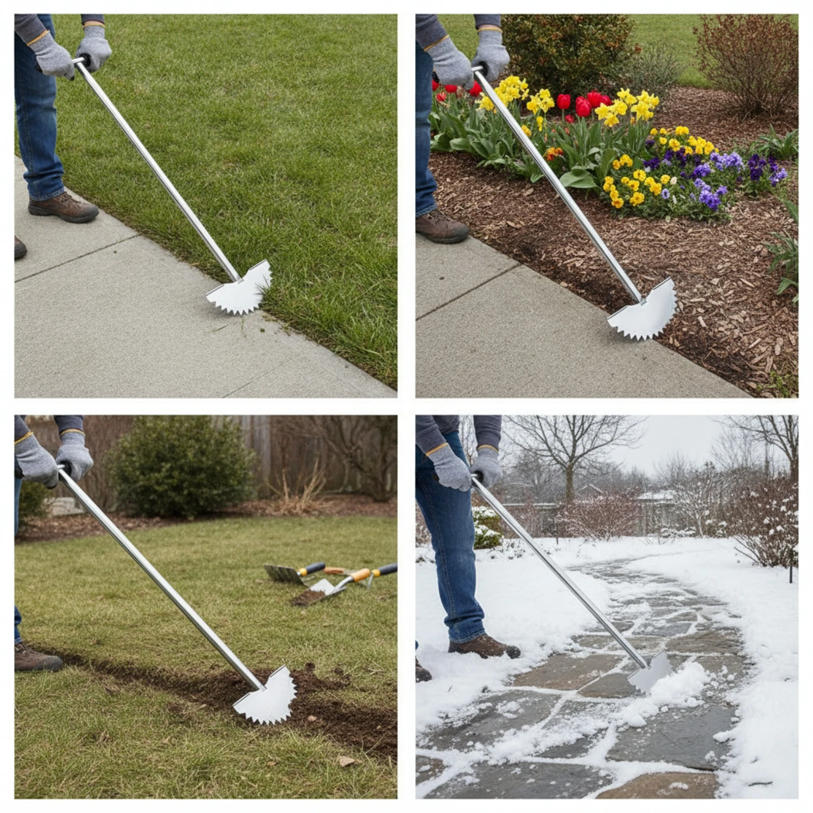 Crescent Edger Sharp Half-Moon Edger Sturdy Heavy-Duty for Gardeners, Sidewalks, Driveways