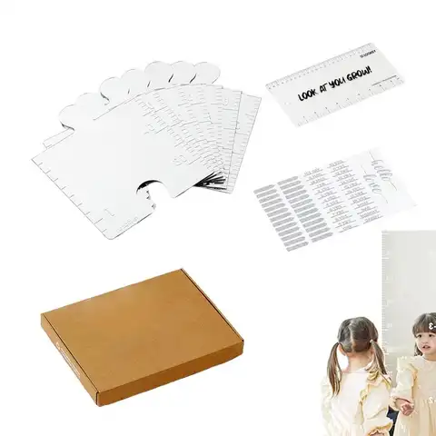 미러 성장 차트 비산 방지 아크릴 높이 측정 거울 눈금자 퍼즐 어린이 높이 차트 표시가있는 거울