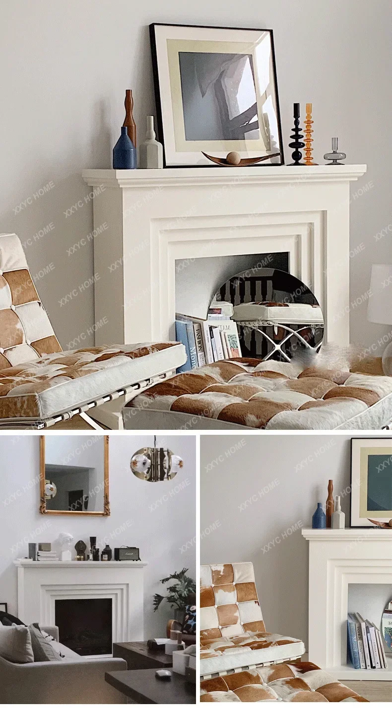 NNSimple Solid Wood European Fireplace Decoration TV Background Wall Cabinet Simulation Fire