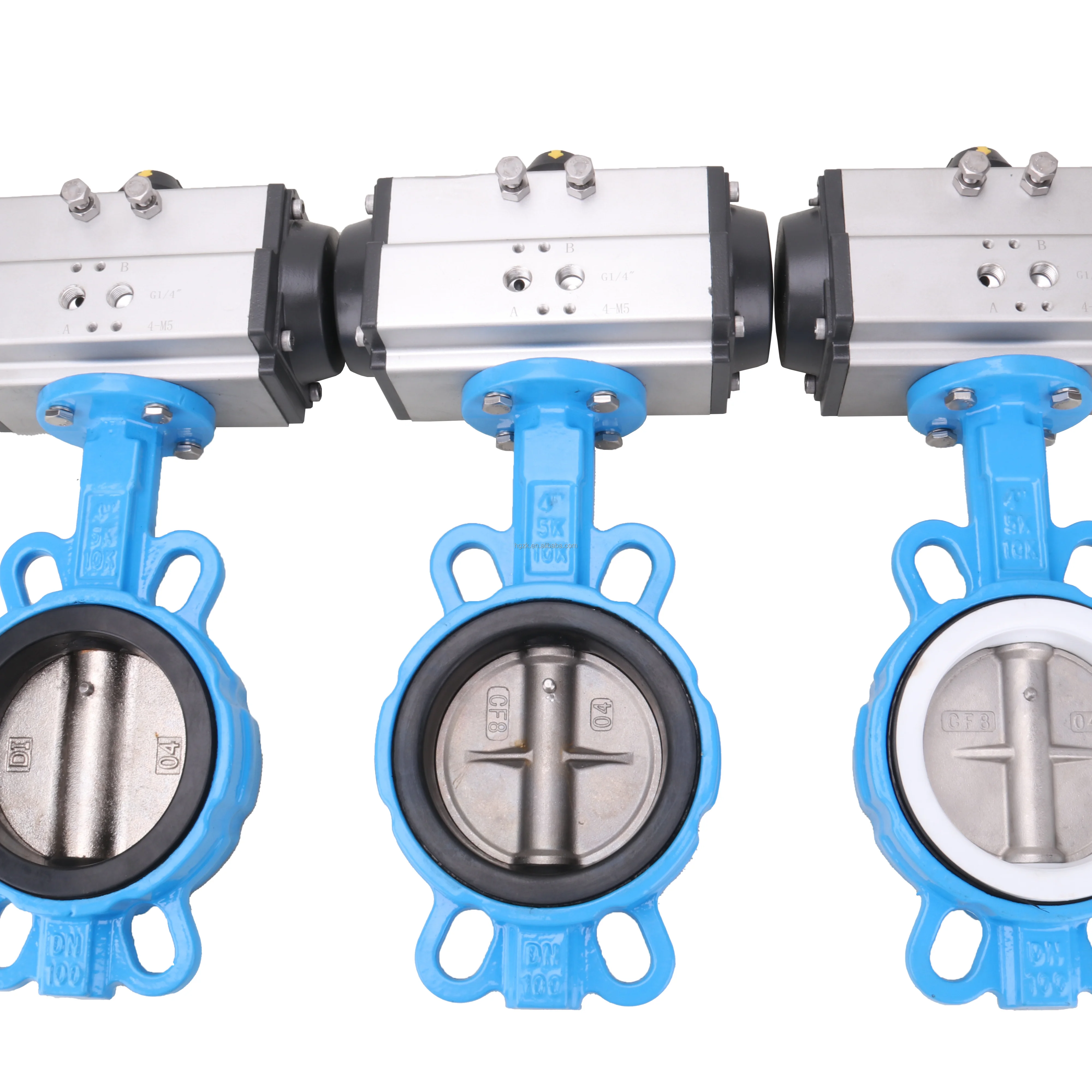 الصين صمام الصانع DN150 صمام الفراشة نوع الويفر مع المحرك الهوائي