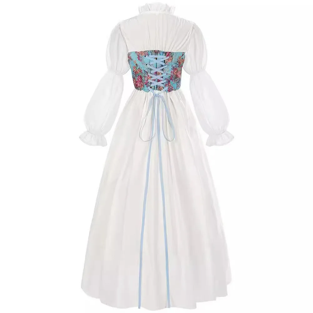 loween Corte medievale retrò ingombro in vita Dr Role-plang Costume da spettacolo teatrale Abbigliamento etnico da donna