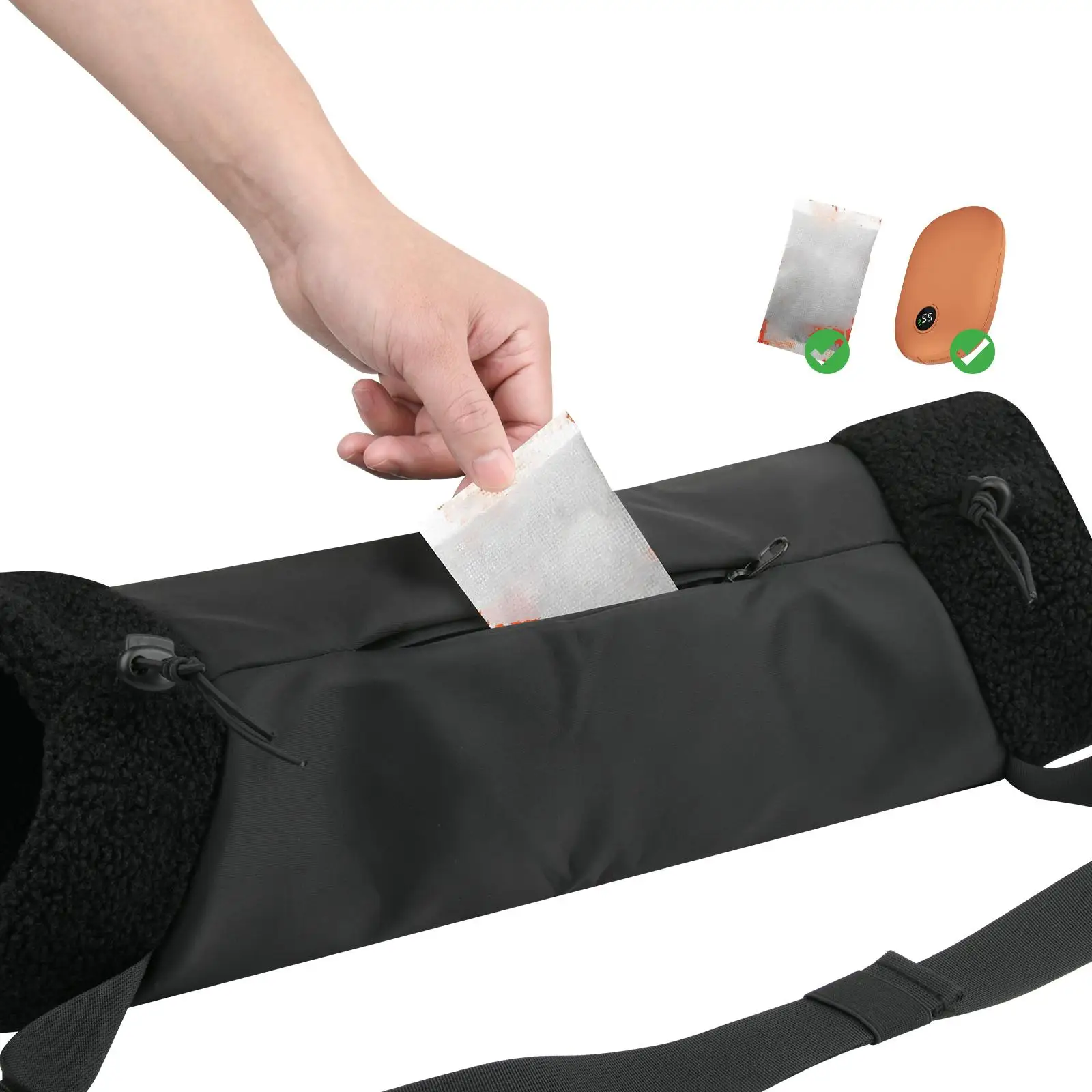 Comfortable Hand Warmer Muff with Zippered Pocket Windproof Pouch for Hiking Football Winter Use