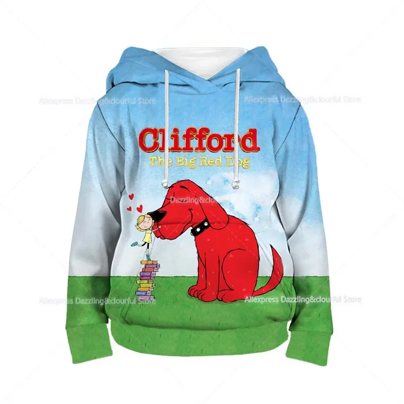 Sudadera con capucha 3D de dibujos animados de Anime para niños y niñas, suéter de lana, sudadera con capucha, Sudadera con capucha, Top informal, el perro grande rojo