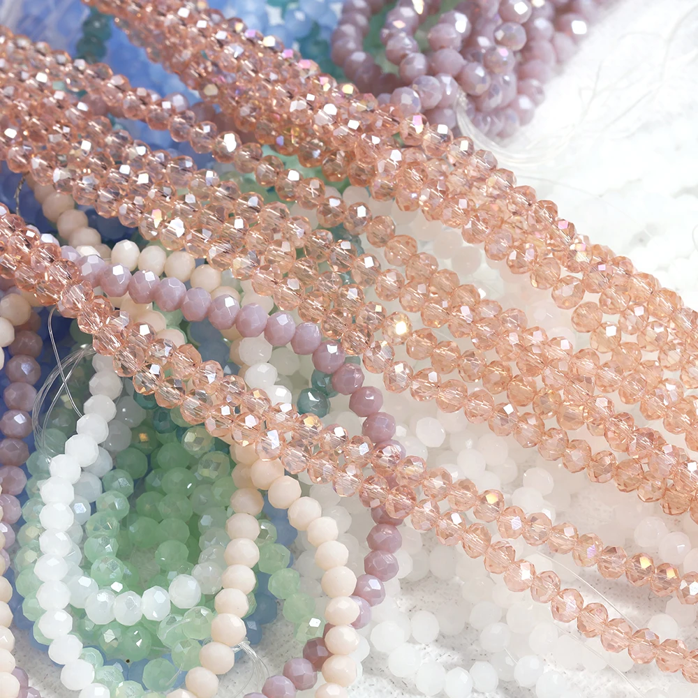 120 Stück Kristallglasperlen, Rondelle, aus Österreich, facettiert, lose, runde Perlen zum Basteln von Schmuck, für DIY-Halsketten und Armbänder. – Detail 16