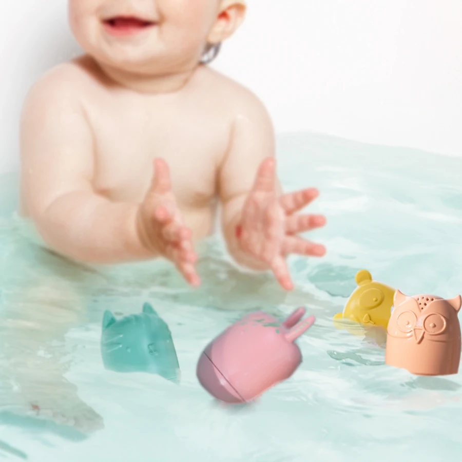 4PCS Baby Bath Toys for Kids Bathtub Swimming Toy Cartoon Animal Bathroom Sprinkling Shower Toy Infant Water Play Floating Toys