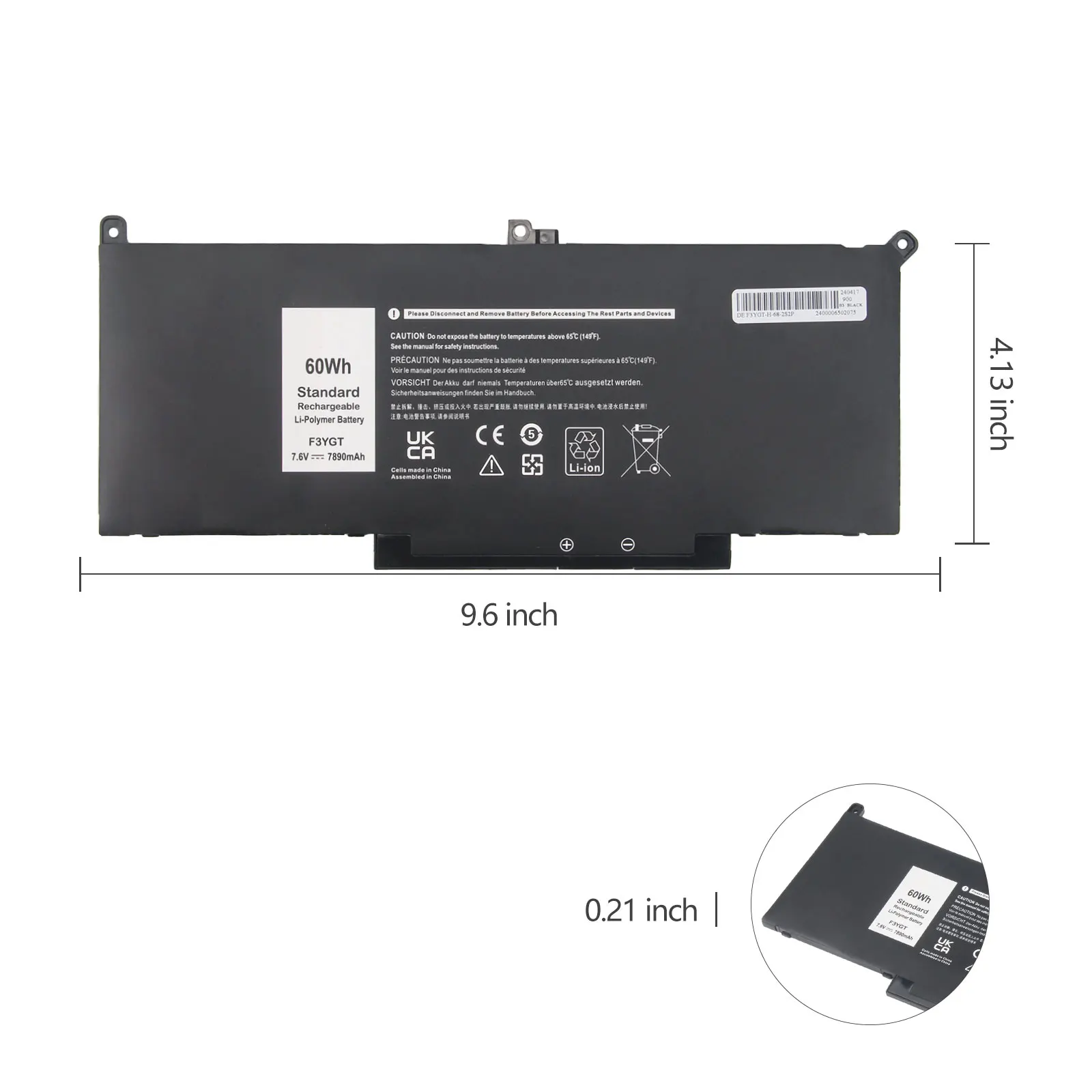 Oyomba F3YGT Laptop-Akku für Dell Latitude E7280 E7480 E7290 E7390 E7490 Latitude 12 7000 7280 7290 DM6WC 2X39G KG7VF V4940 – Detail 5
