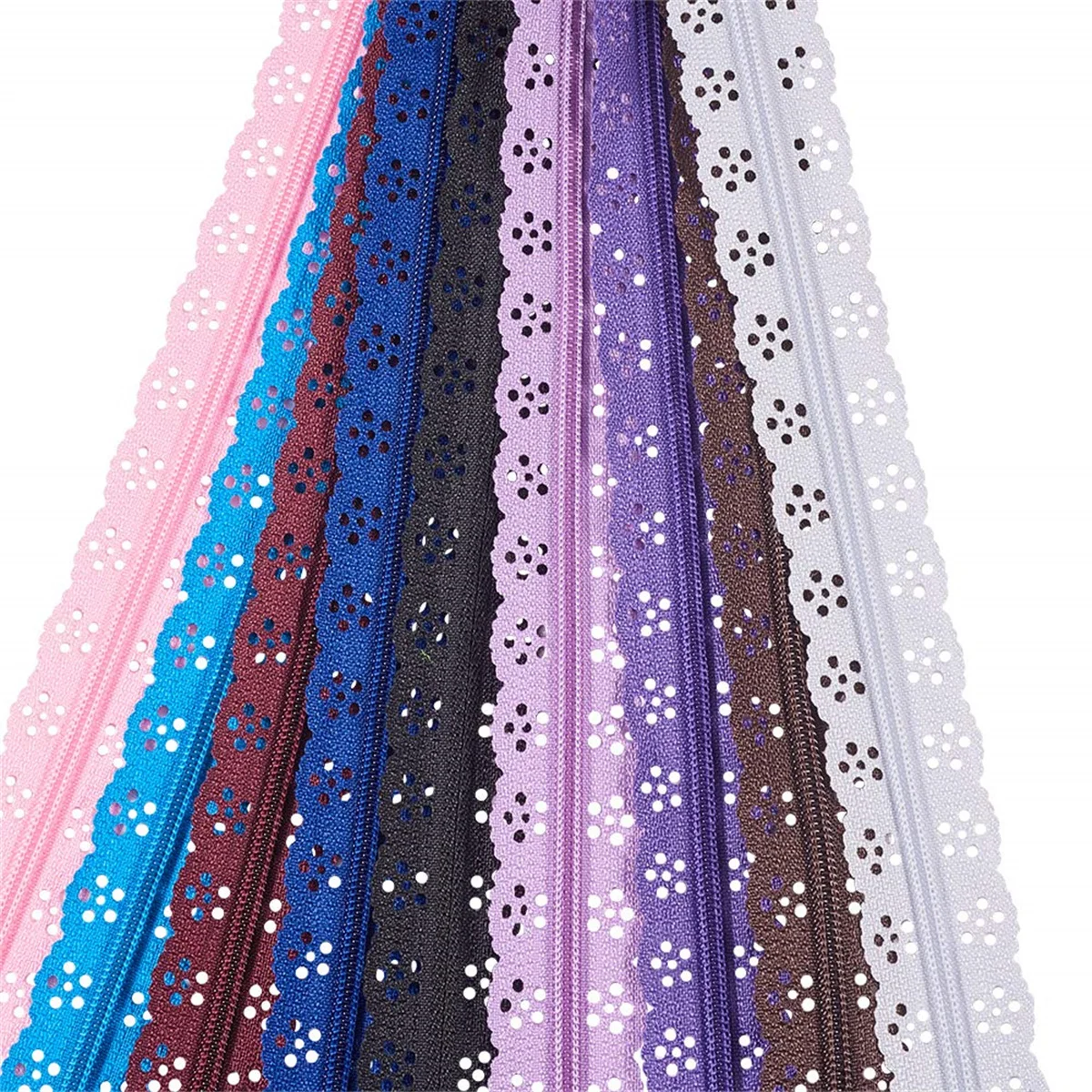 100cm Lace lace roll zipper, 3# nylon open zipper, 1nylon zipper head, suitable for sewing various sizes, DIY sewing 3pcs