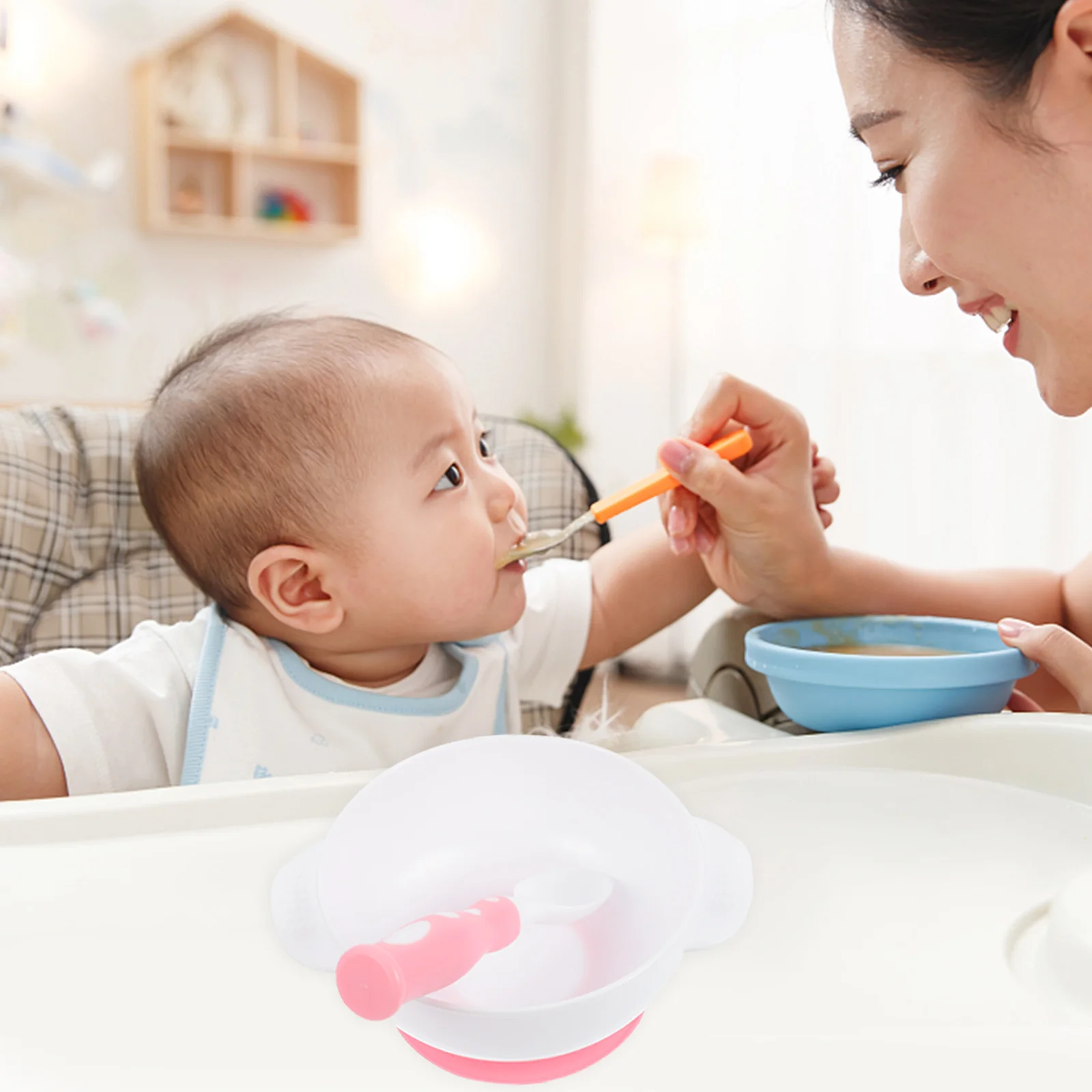 

1 комплект, нескользящая миска для кормления детей, набор присосок, посуда для малышей, вилка, ложка, яркая обеденная миска с присоской