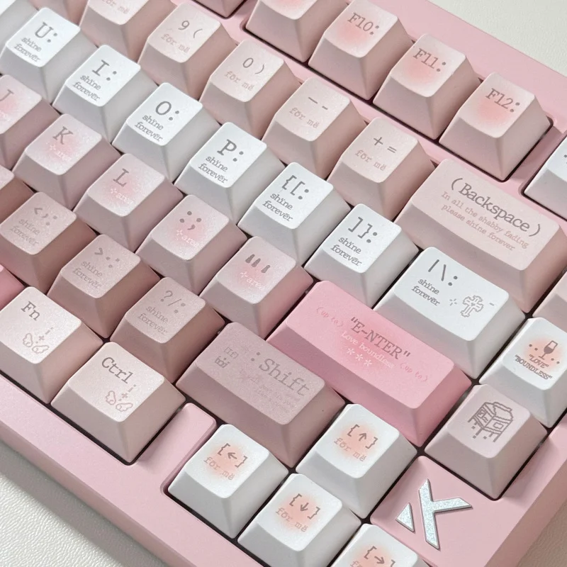 

Романтические советы, розовые и синие тематические колпачки для клавиш Cherry/QX3, высококачественные колпачки для механической клавиатуры, полная пятисторонняя сублимация, 120 колпачков для клавиш
