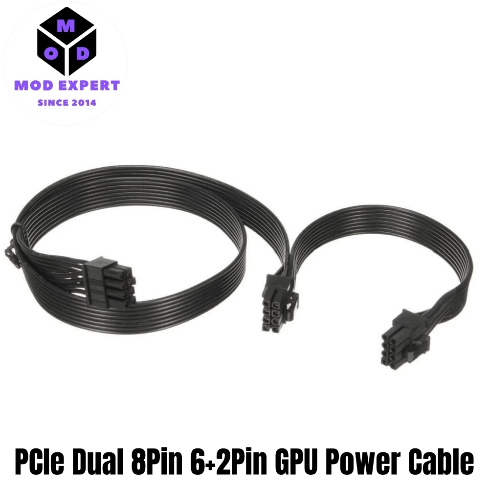 

GPU Power Cable PSU 8Pin to Dual PCIe 8Pin 6+2Pin 18AWG 60+20CM for Corsair TX850M, TX750M, TX650M, TX550M Type 3 Modular Powers