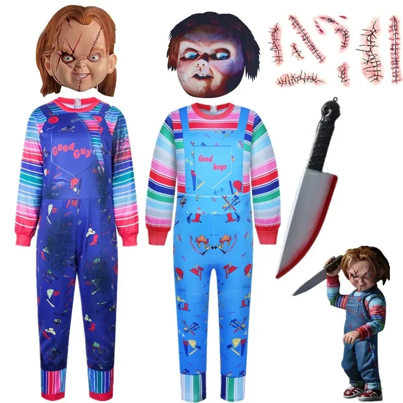 Disfraz de terror para niños de Halloween, disfraz de cosplay de Bucky para niños y niñas, disfraz de muñeco fantasma de terror divertido, ropa de fiesta de Carnaval