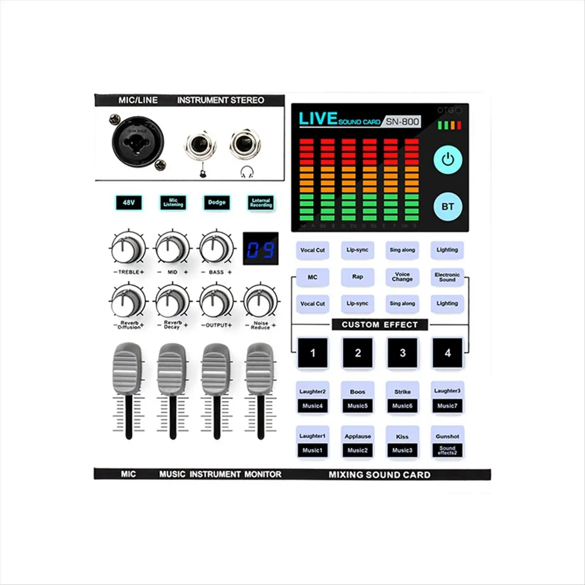 WOW! Audio Interface Mixer Sound Card, Studio Recording Live Sound Card for KTV Karaoke, Live Broadcast,Phone Computer