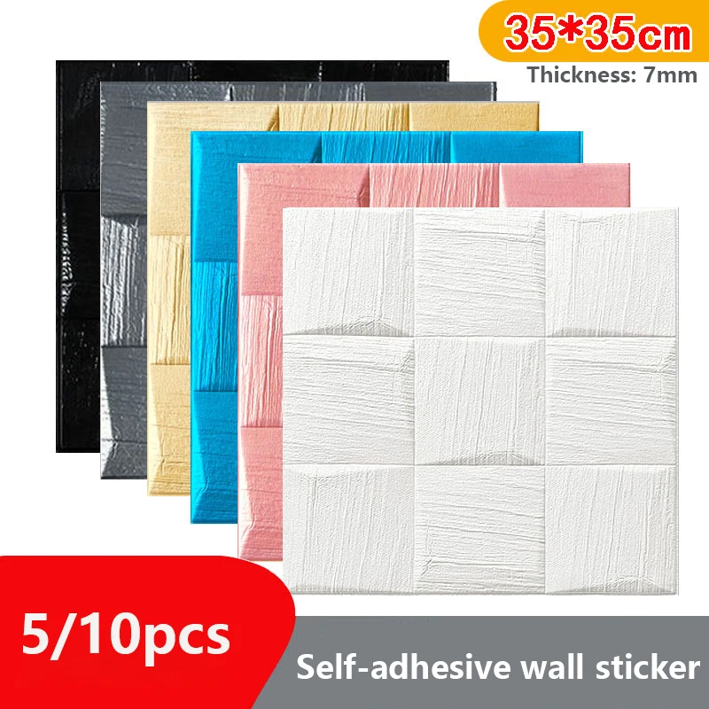 5-10pcs 3D Effect Self-Adhesive Waterproof Foam Brick Wallpaper Loosely Pasted to Create Anti-Collision Bedroom Wall