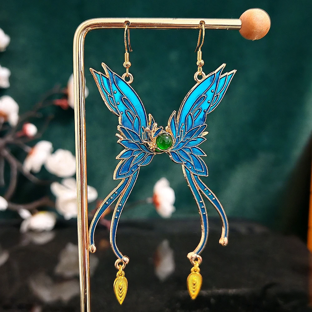 

SHXIHigh-End 925 Sterling Silver Hypoallergenic Butterfly Shadows Azure Oriental Earrings - Regal Vintage 2025 Trendy Jewelry