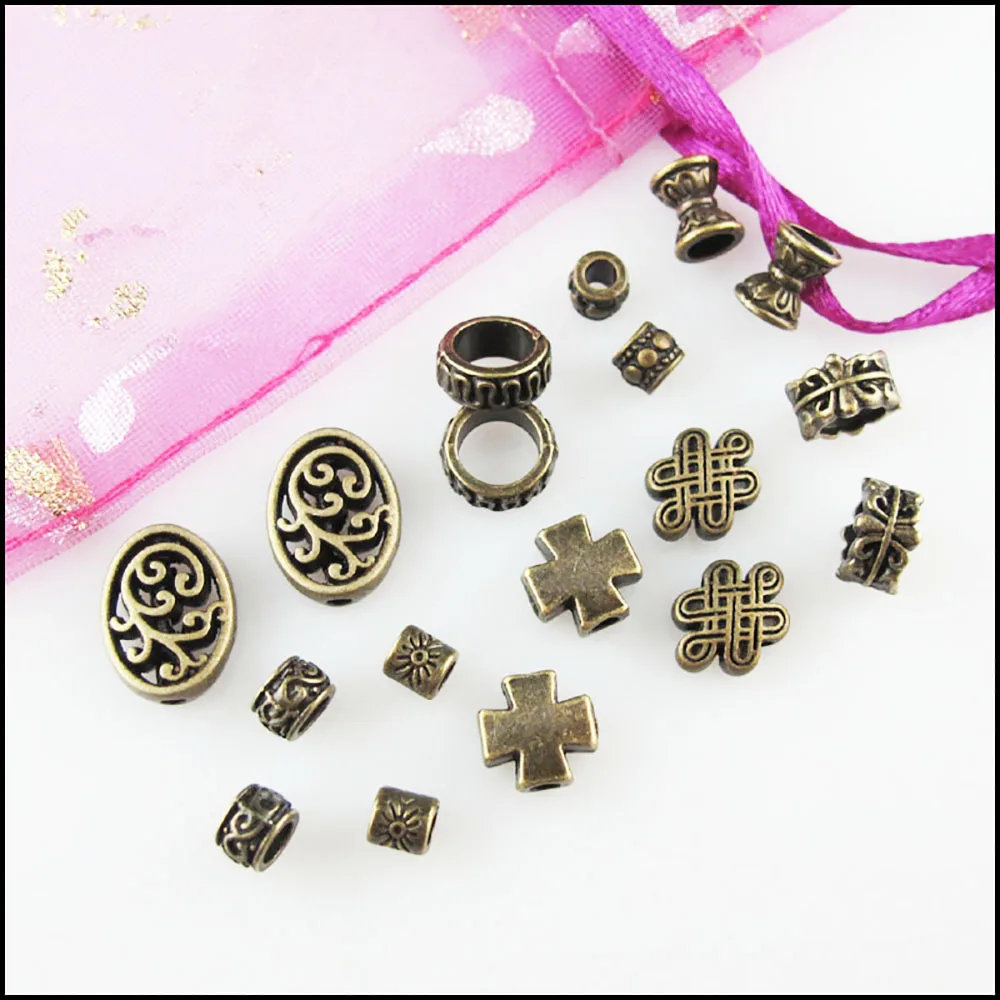 Fashion New Cross Oval Chinese Knot Star Cross Charms Spacer Bar Beads Antiqued Bronze Plated