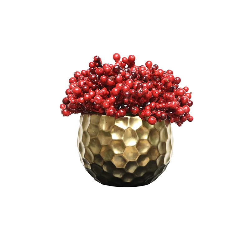 Light Luxury Simulation Berry Gold Flower Ware Soft Decoration Tea Table, Tabletop, Wall Cabinet, Grid Mini Ornaments