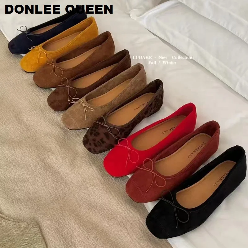 

Fashion Women Flats Shoes Round Toe Casual Loafers Slip-on Moccasins Flats Bow Knot Lady Shoes Sweet Ballerina Candy Color Mujer