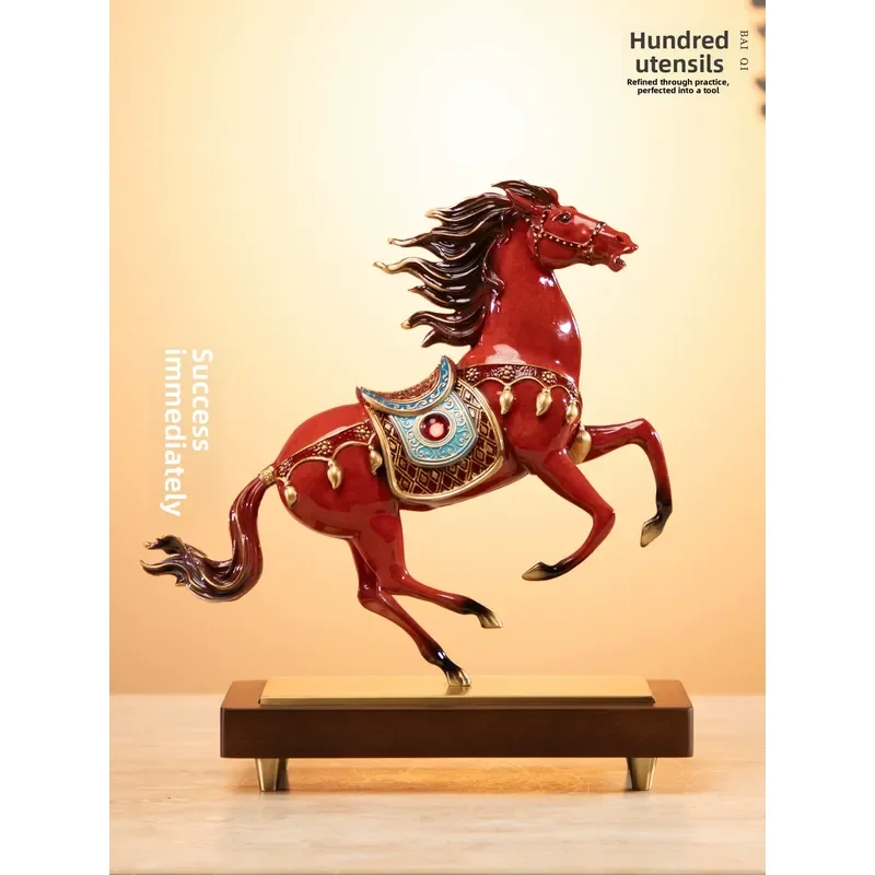 Horse Arrives Success Brass New Chinese Style Zodiac Horse Living Brass Handicraft Home Decor Metal Handicraft