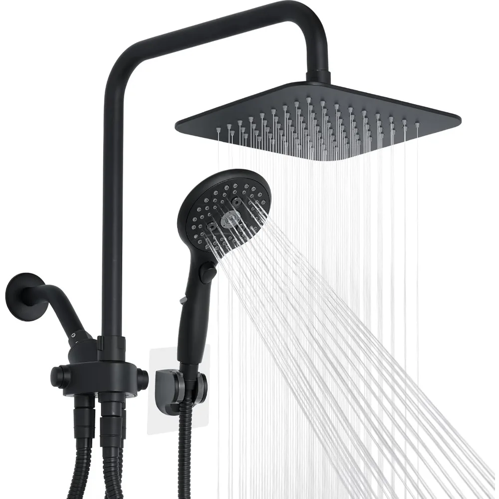 

8'' High Pressure Rainfall Shower Head with 6 Function Handheld Shower Spray, Dual Shower Head Combo with Adjustable Slide B