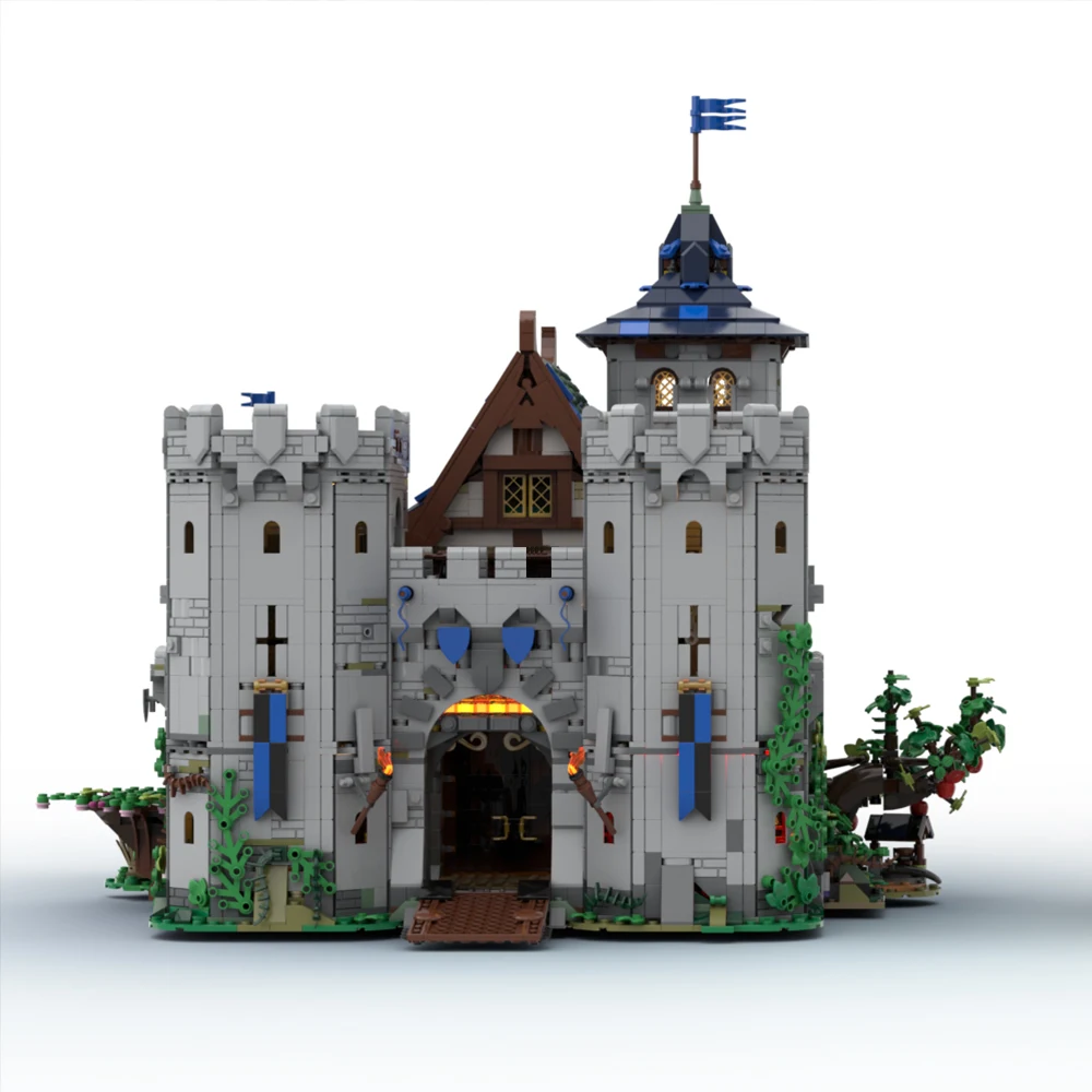 Moc clássico castelo arquitetura medieval falconés pretos fortaleza bloco de construção cavaleiros imperiais castelo portão tijolo brinquedos presente