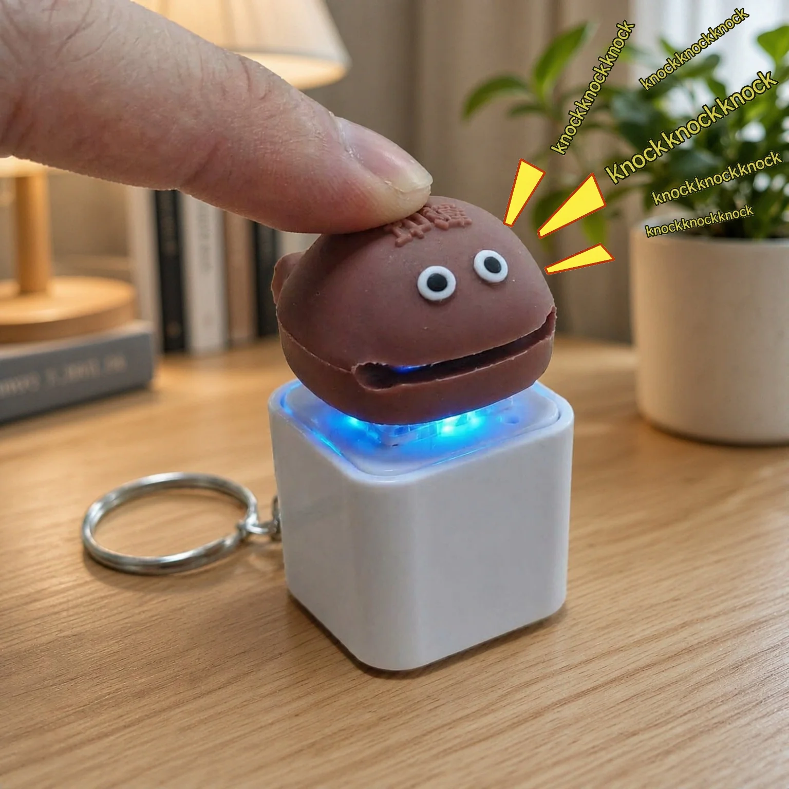 Mini LED Wooden Fish Clicker Keychain - Funny Mechanical Keyboard Switch Fidget Toy Anti-Anxiety Desk Decor & Unique Gift